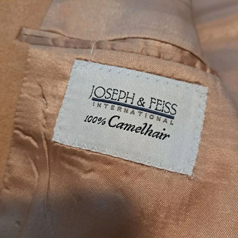 Joseph & Feiss Mens Blazer 41R Camel Hair 2 Button Tan Jacket Sport Coat
